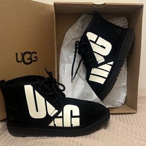 UGG Black Boots with White Logo